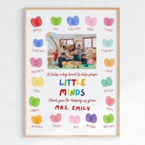 Personalized Teacher Appreciation Gift Custom Teacher Thank You Print Class Photo & Student Names "Helping Us Grow" Art