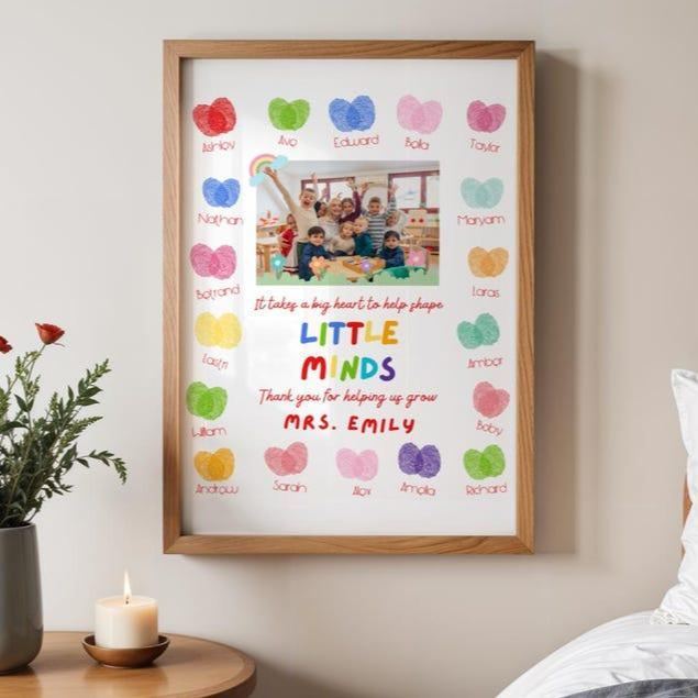 Personalized Teacher Appreciation Gift Custom Teacher Thank You Print Class Photo & Student Names "Helping Us Grow" Art