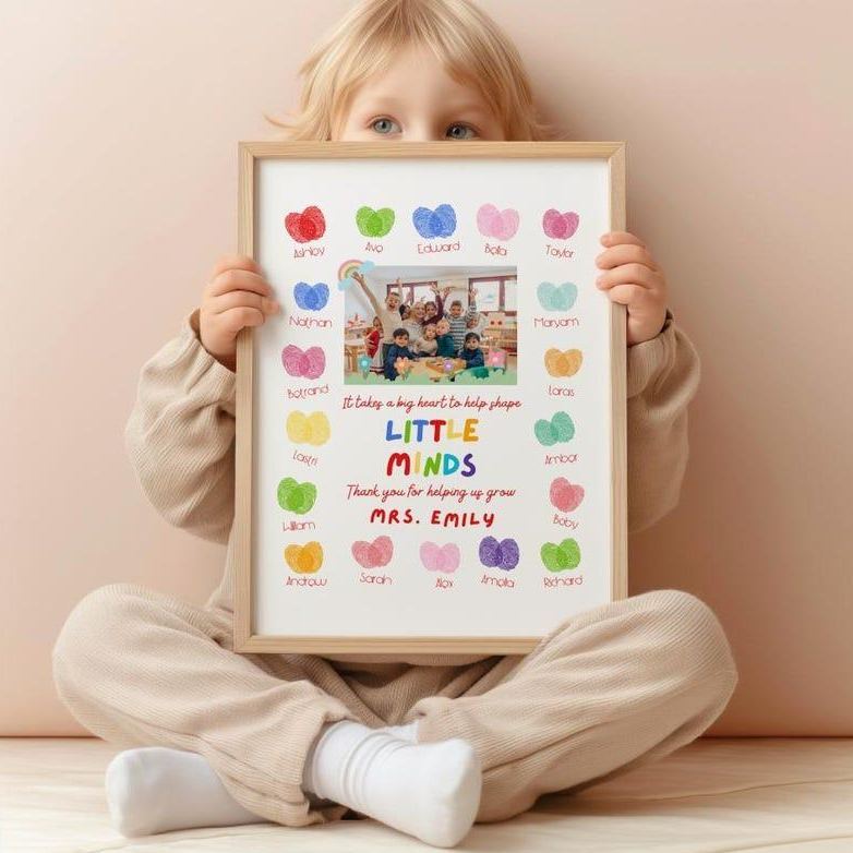 Personalized Teacher Appreciation Gift Custom Teacher Thank You Print Class Photo & Student Names "Helping Us Grow" Art