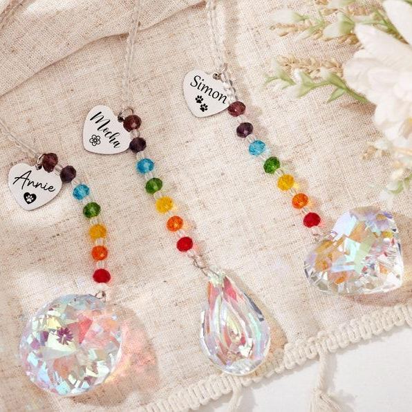 Personalized Pet Memorial Suncatcher Custom Rainbow Bridge Suncatcher  Pet Remembrance Gift Pet Loss Gift