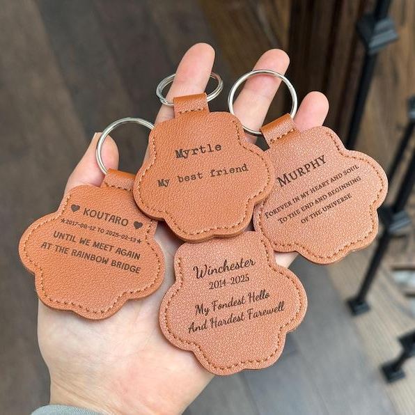 Personalized Leather Pet Hair Memorial Keychain Custom Pet Fur Keepsake Pet Loss Gift Dog Cat Remembrance Keyring