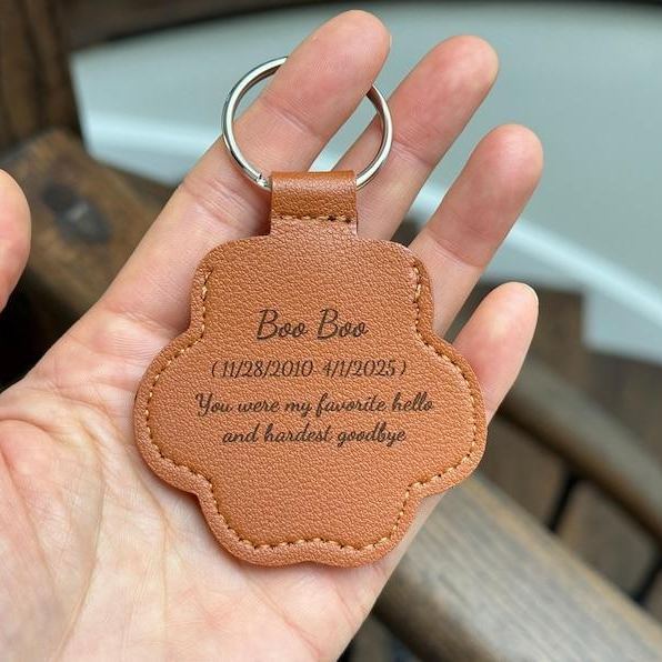 Personalized Leather Pet Hair Memorial Keychain Custom Pet Fur Keepsake Pet Loss Gift Dog Cat Remembrance Keyring