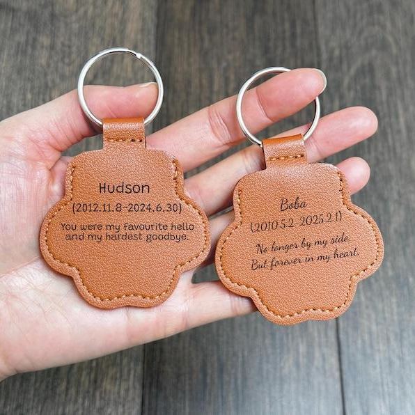 Personalized Leather Pet Hair Memorial Keychain Custom Pet Fur Keepsake Pet Loss Gift Dog Cat Remembrance Keyring