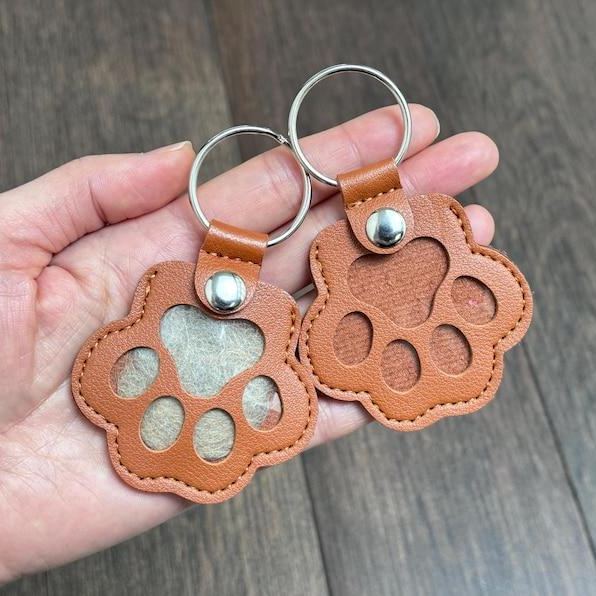 Personalized Leather Pet Hair Memorial Keychain Custom Pet Fur Keepsake Pet Loss Gift Dog Cat Remembrance Keyring