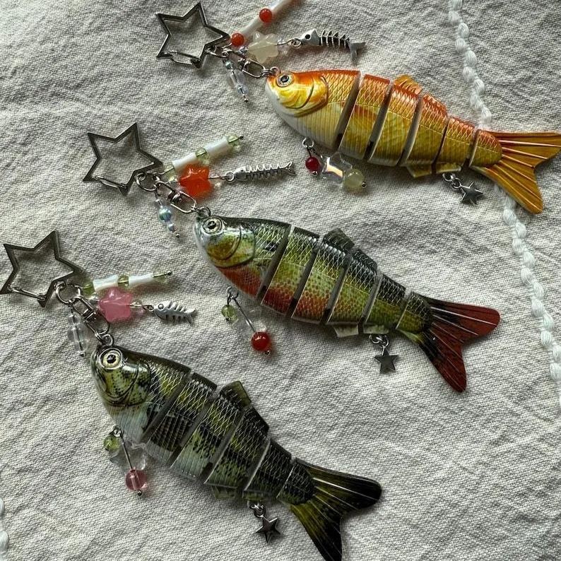 Handcrafted Fish Lure & Beaded Keychain Unique Angler Gift for Him