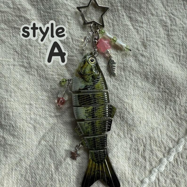 Handcrafted Fish Lure & Beaded Keychain Unique Angler Gift for Him