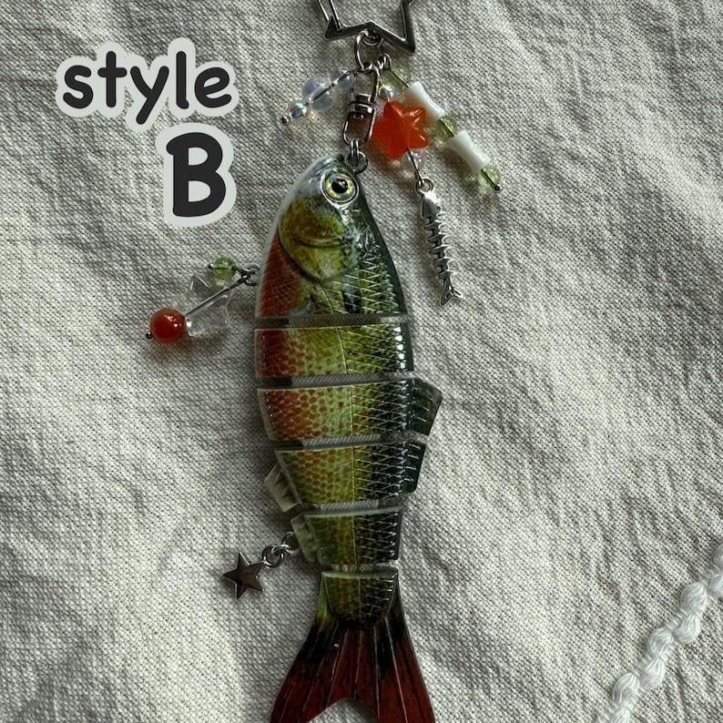 Handcrafted Fish Lure & Beaded Keychain Unique Angler Gift for Him