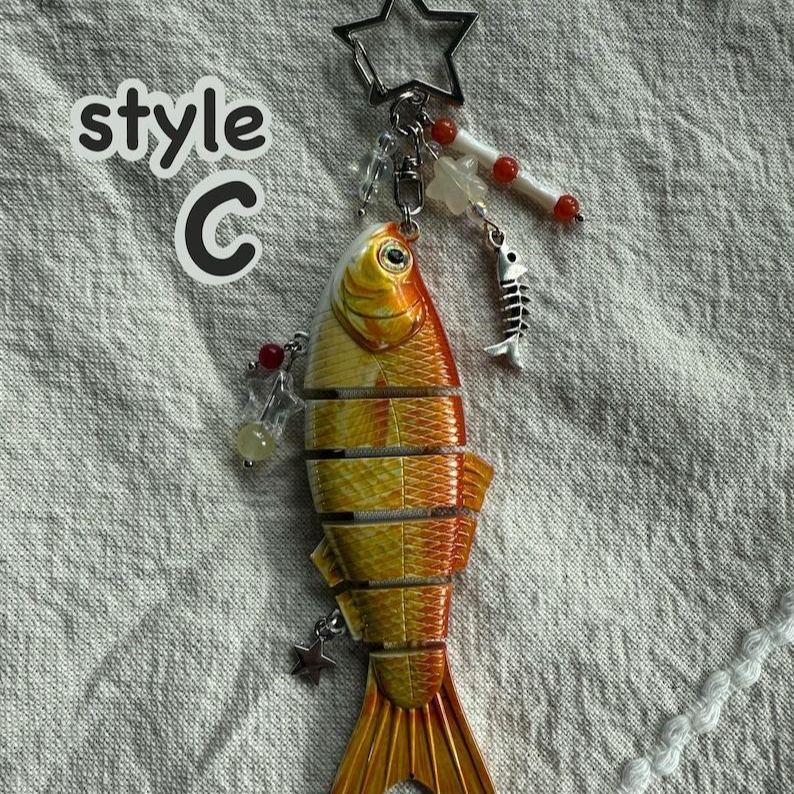 Handcrafted Fish Lure & Beaded Keychain Unique Angler Gift for Him