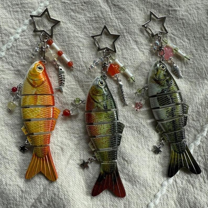 Handcrafted Fish Lure & Beaded Keychain Unique Angler Gift for Him