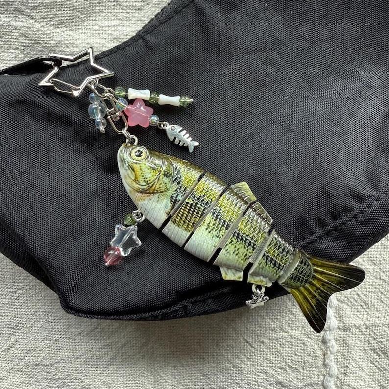 Handcrafted Fish Lure & Beaded Keychain Unique Angler Gift for Him