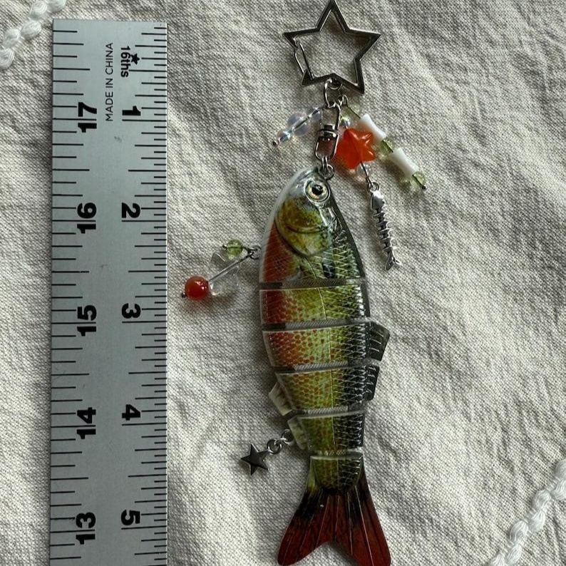 Handcrafted Fish Lure & Beaded Keychain Unique Angler Gift for Him