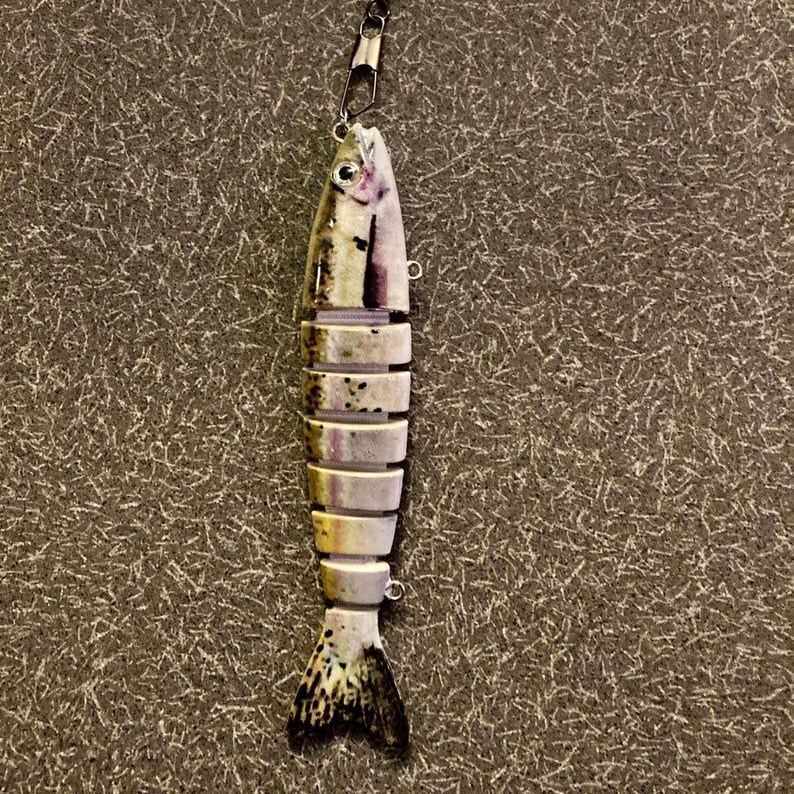 Realistic Fishing Lure Keychains & Backpack Hangers Jointed Fish Designs Gifts for Him
