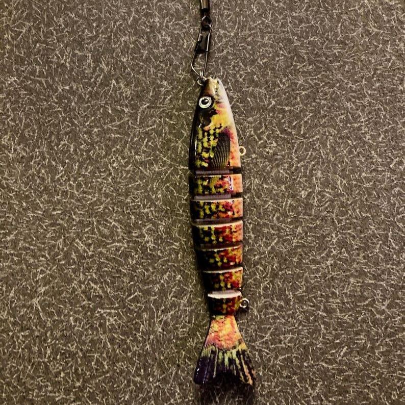 Realistic Fishing Lure Keychains & Backpack Hangers Jointed Fish Designs Gifts for Him