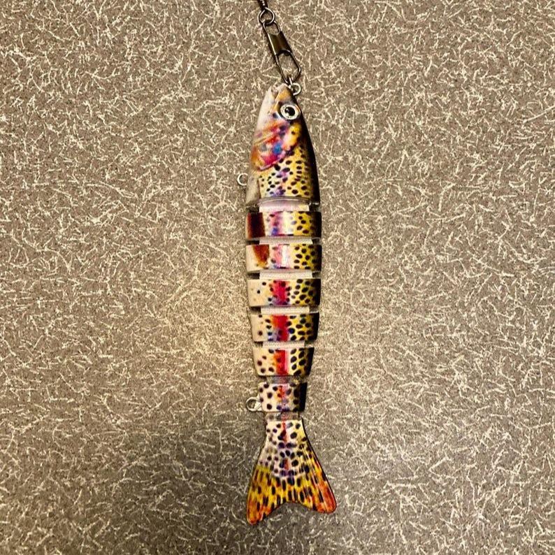 Realistic Fishing Lure Keychains & Backpack Hangers Jointed Fish Designs Gifts for Him