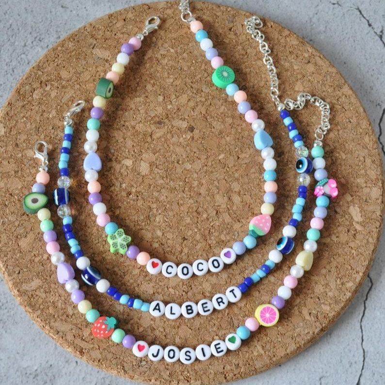 Personalized Beaded Dog Name Necklace Custom Dog Breed & Name Beaded Necklace |Handmade Pet Lover Gift