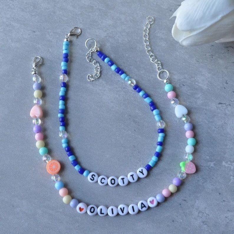 Personalized Beaded Dog Name Necklace Custom Dog Breed & Name Beaded Necklace |Handmade Pet Lover Gift