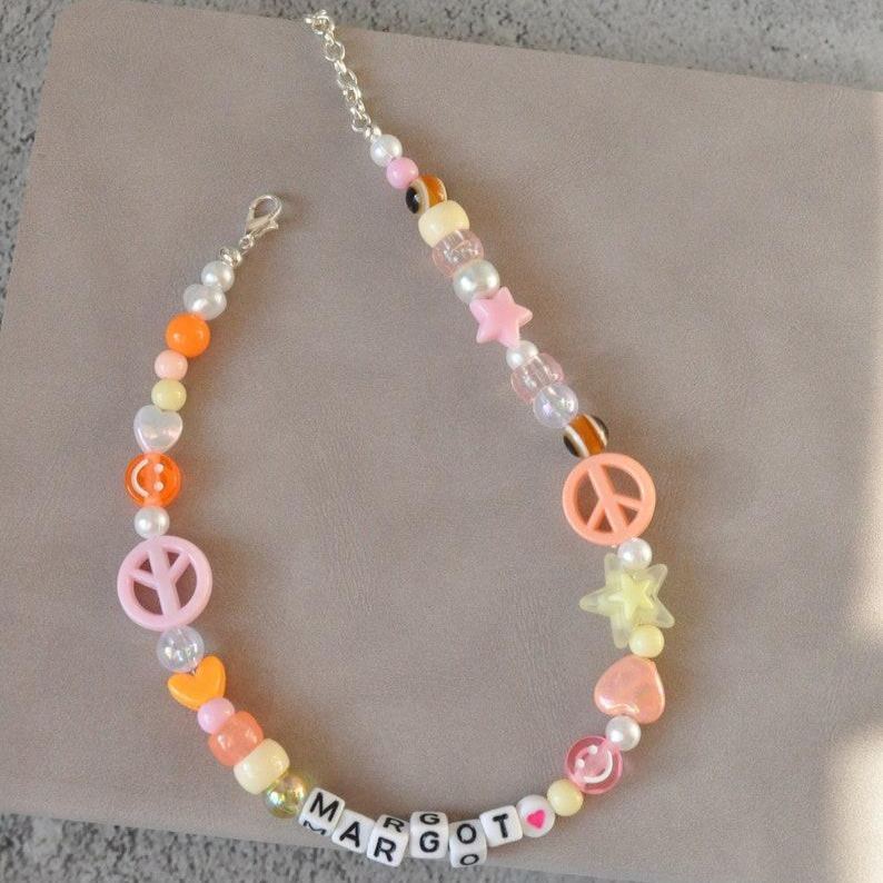 Personalized Beaded Dog Name Necklace Custom Dog Breed & Name Beaded Necklace |Handmade Pet Lover Gift