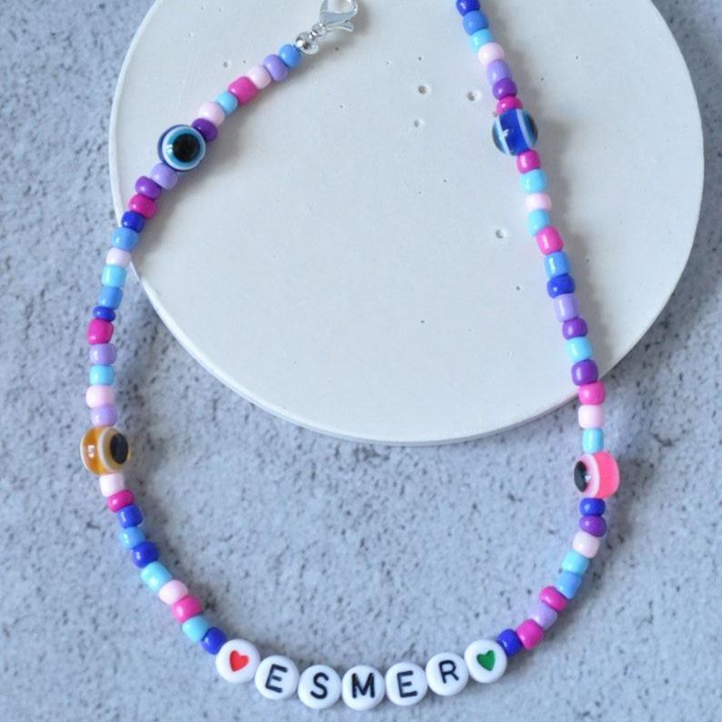 Personalized Beaded Dog Name Necklace Custom Dog Breed & Name Beaded Necklace |Handmade Pet Lover Gift