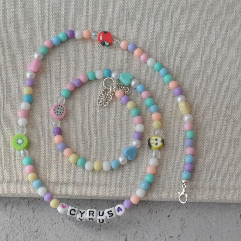 Personalized Beaded Dog Name Necklace Custom Dog Breed & Name Beaded Necklace |Handmade Pet Lover Gift