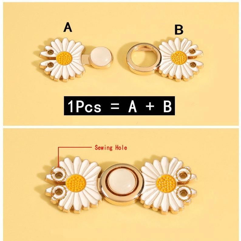 Jeans Waist Button Buckle-2Pcs Waistband Tightener Adjuster Sewing Hook and Eye Clip Clasp Pins for Pant/Skirt/Collar