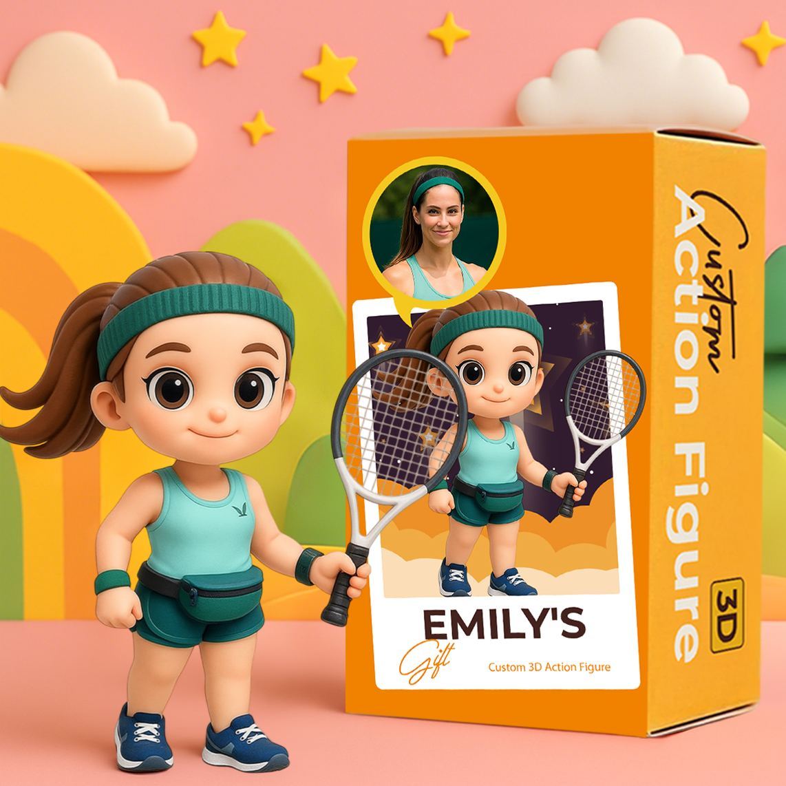 Personalized 3D Action Figure Turn Your Photo into a Unique Gift for Sports Lover - namenecklace