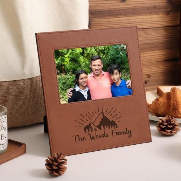 Custom Engraved Leather Photo Frame Personalized Anniversary Gift for Couples Anniversary Gifts