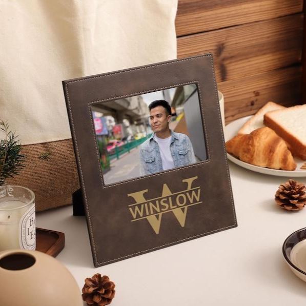 Custom Engraved Leather Photo Frame Personalized Anniversary Gift for Couples Anniversary Gifts