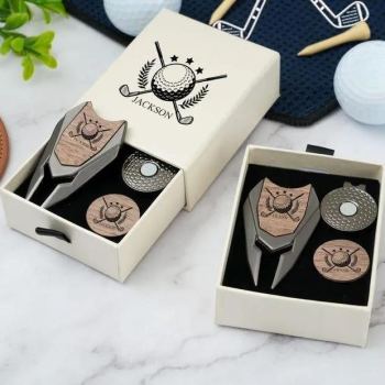 Personalized Groomsmen Golf Sets, Custom Divot Tool, Golfers Gifts, Engraved Golf Ball Marker Set, Golf Turf Tools, Groomsman Proposal Gifts