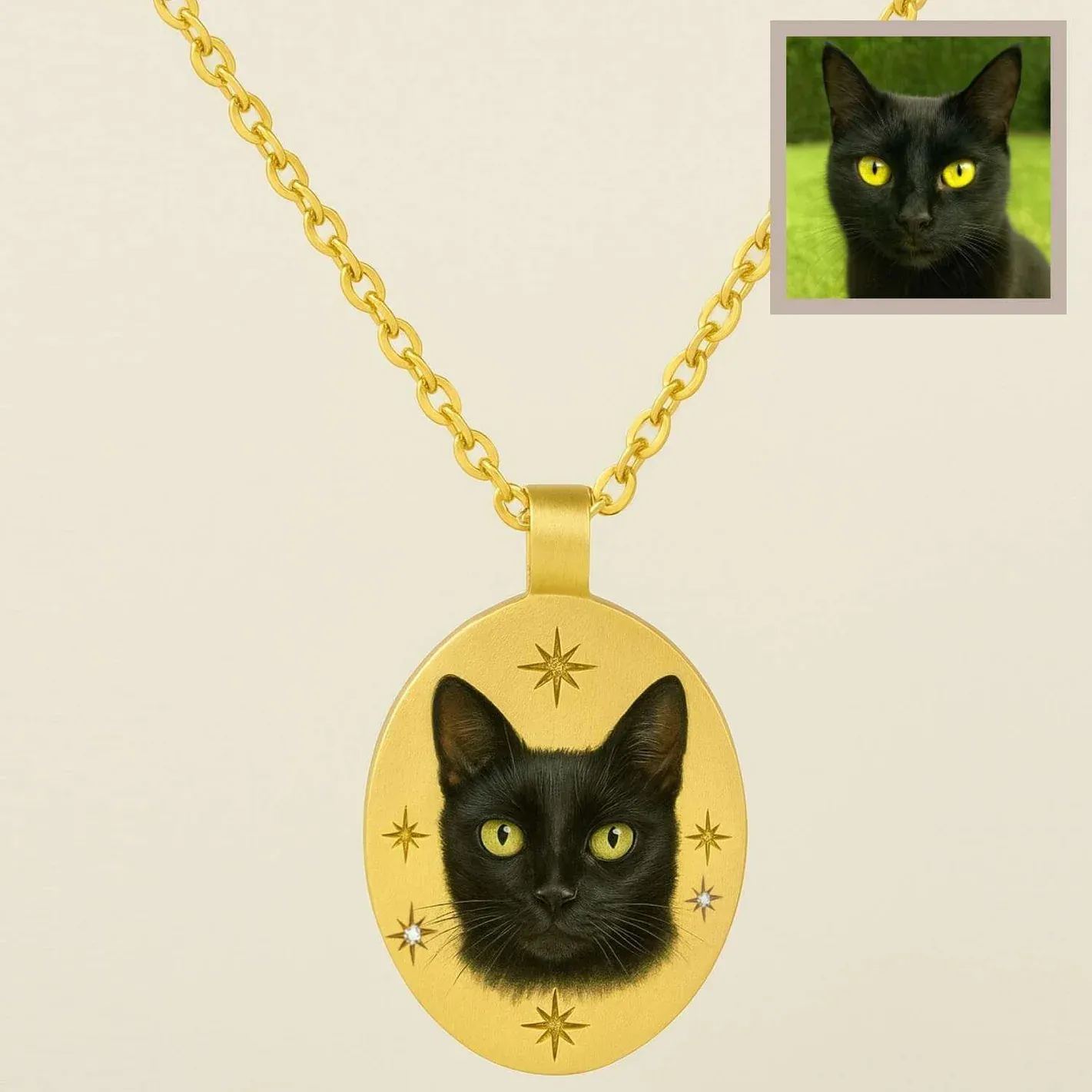 Vintage Custom Pet Photo Necklace Personalized Pet Portrait Necklace Custom Vintage Pet Necklace