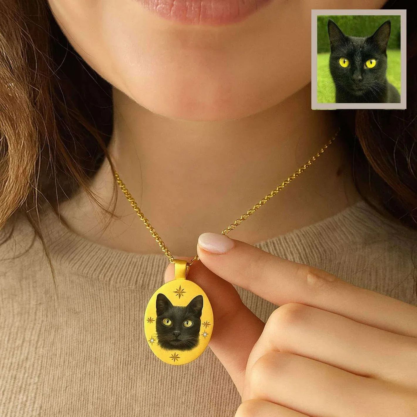 Vintage Custom Pet Photo Necklace Personalized Pet Portrait Necklace Custom Vintage Pet Necklace