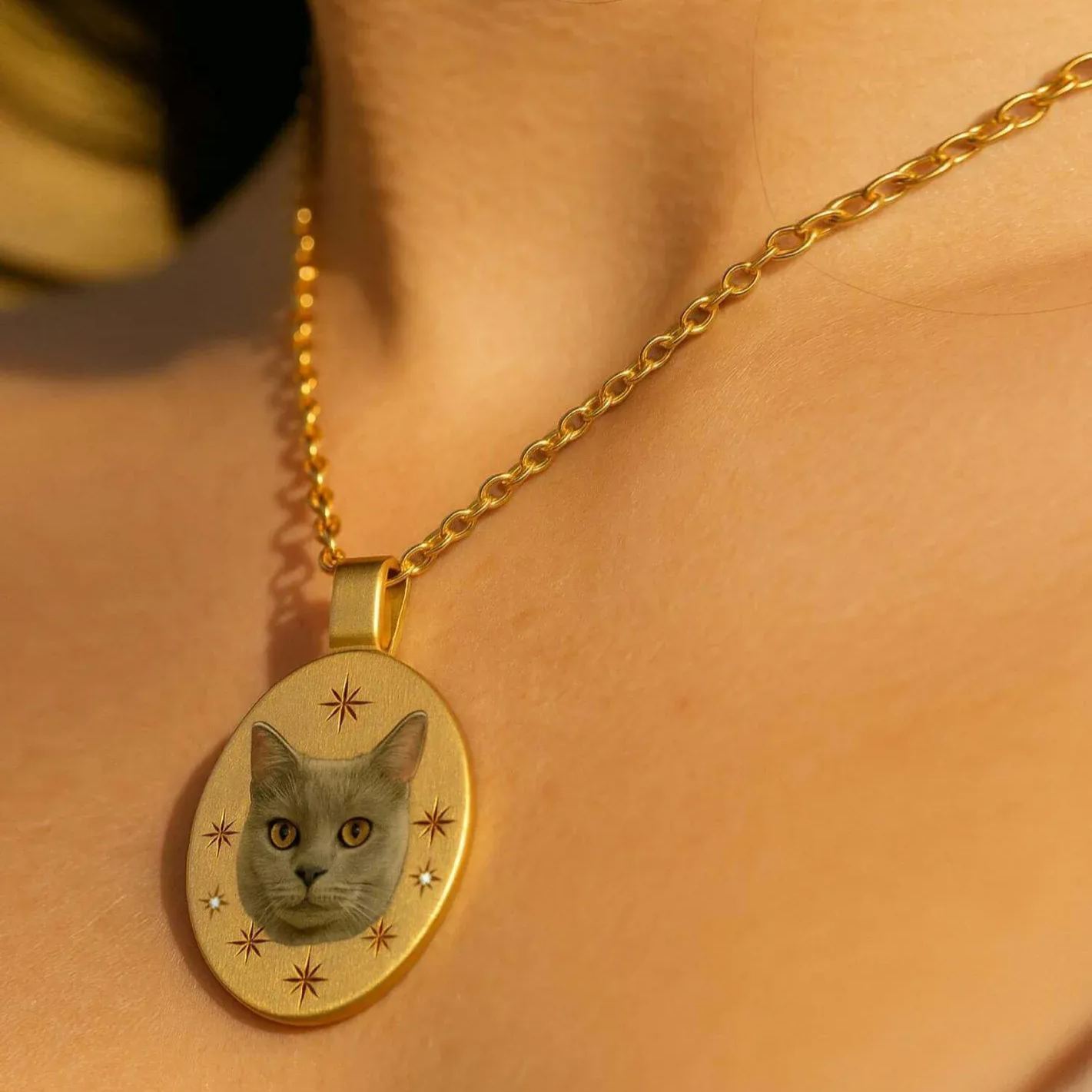 Vintage Custom Pet Photo Necklace Personalized Pet Portrait Necklace Custom Vintage Pet Necklace