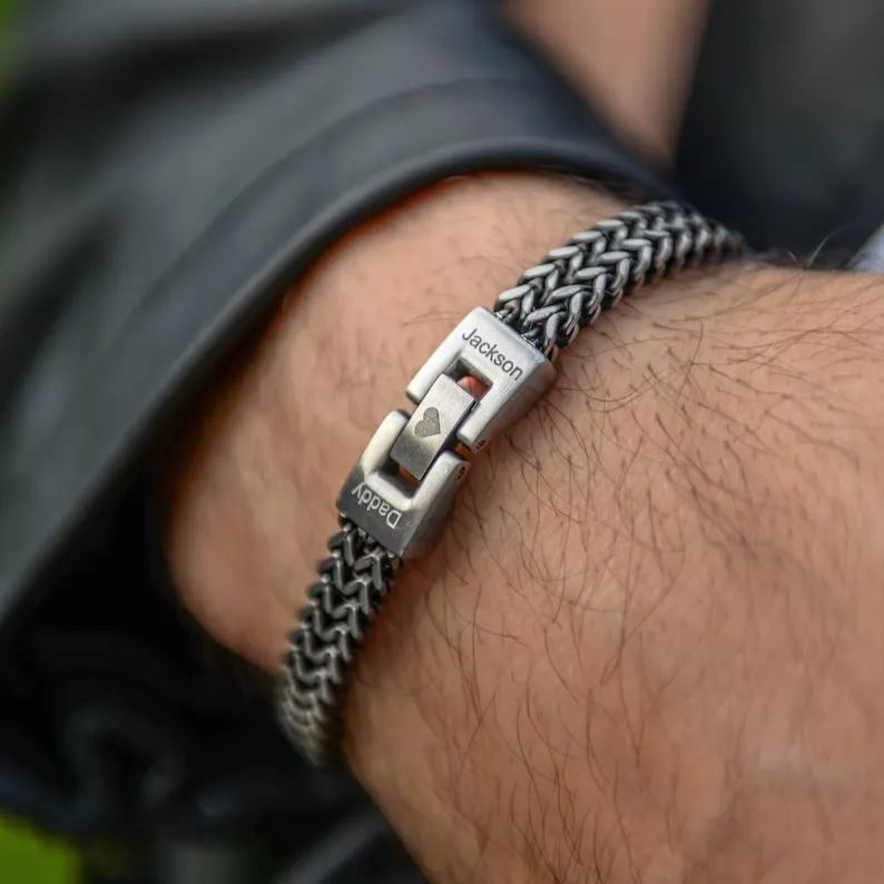 Personalised Men's Stainless Steel Bracelet Engraved  Stainless Steel  Personalized Bracelet  Christmas Gift for Him