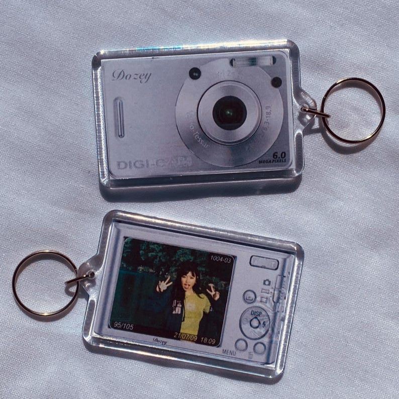 Custom Photo Camera Keychain Personalized Photo Retro Digital Camera Keyring Customizable Photo Holder Bag Charm