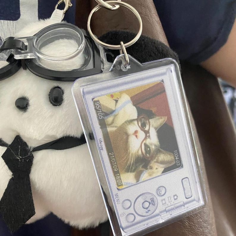 Custom Photo Camera Keychain Personalized Photo Retro Digital Camera Keyring Customizable Photo Holder Bag Charm