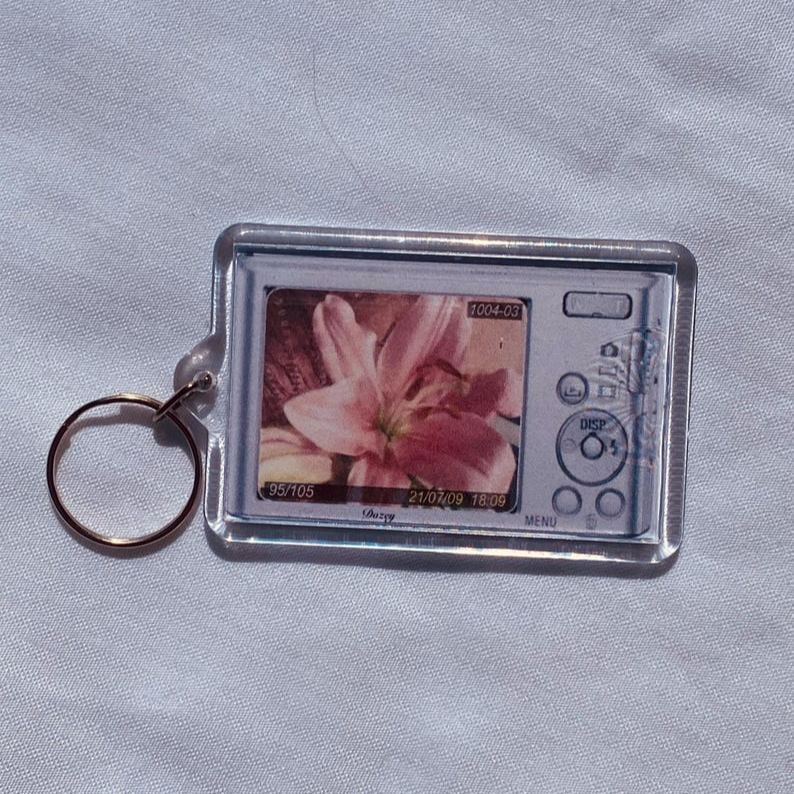 Custom Photo Camera Keychain Personalized Photo Retro Digital Camera Keyring Customizable Photo Holder Bag Charm
