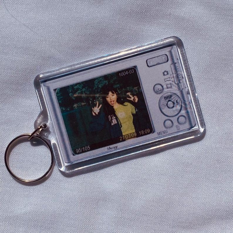 Custom Photo Camera Keychain Personalized Photo Retro Digital Camera Keyring Customizable Photo Holder Bag Charm