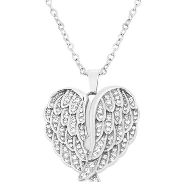 Custom Engraved Angel Wings Necklace Personalized Memorial Pendant with Engraved Text Inside Symbol of Love, Protection & Eternal Connection