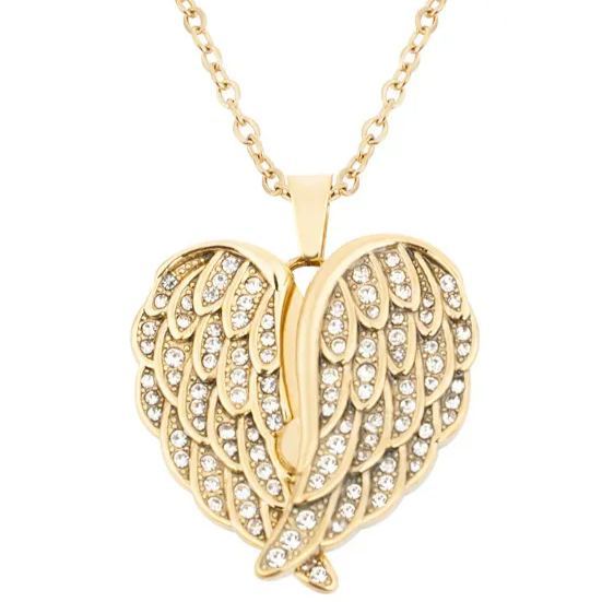 Custom Engraved Angel Wings Necklace Personalized Memorial Pendant with Engraved Text Inside Symbol of Love, Protection & Eternal Connection