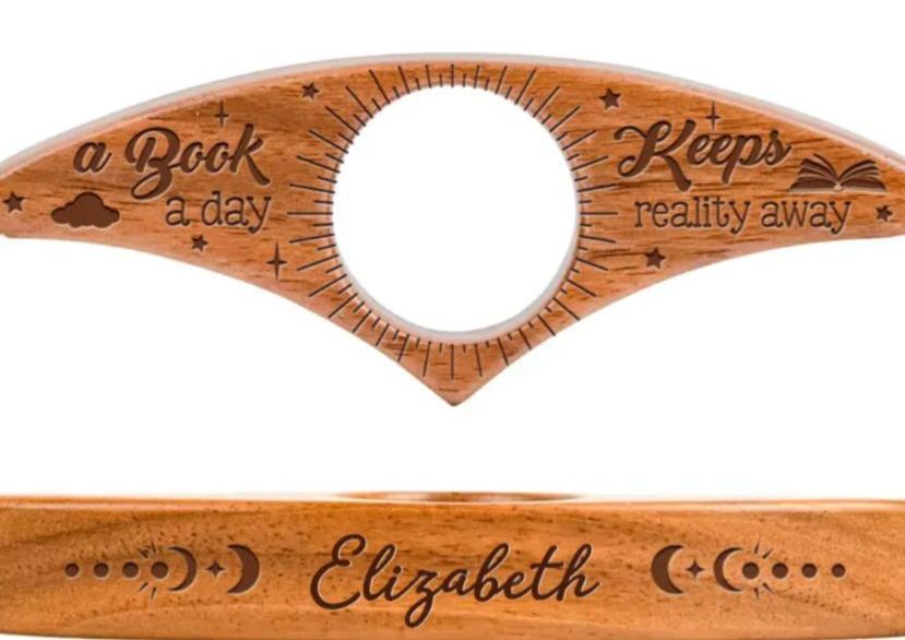 Personalized Book Page Holder for Book Lovers & Custom Name Wooden Reading Accessory Unique Handmade Reading Gift