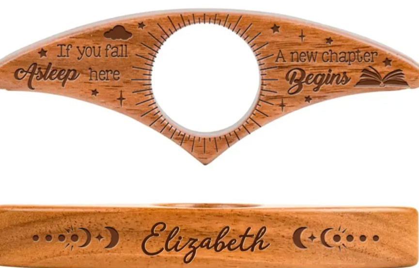 Personalized Book Page Holder for Book Lovers & Custom Name Wooden Reading Accessory Unique Handmade Reading Gift