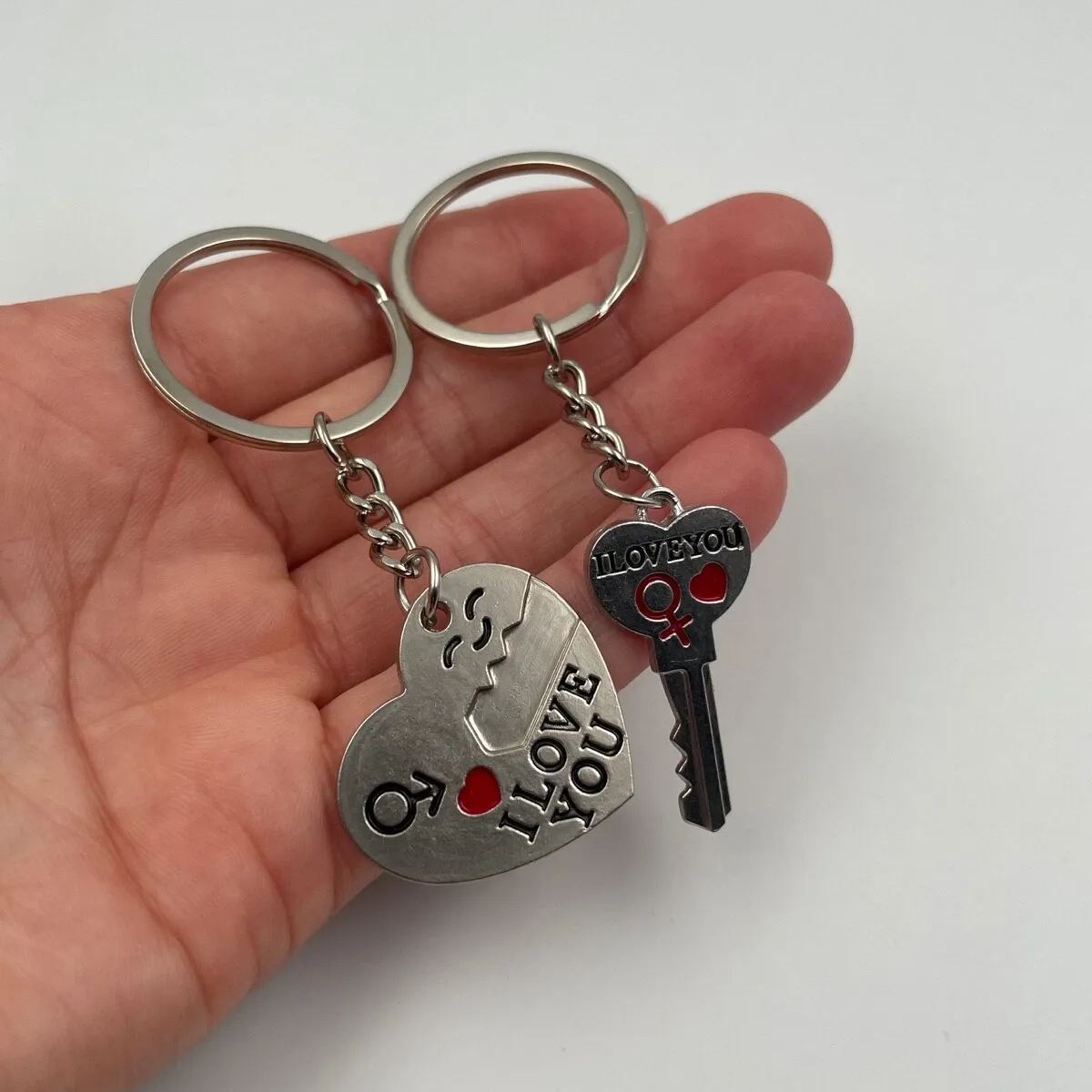 Love Key Matching Keychain Set  Heart & Couple Keychain – Romantic Metal Pendant Gift for Lovers