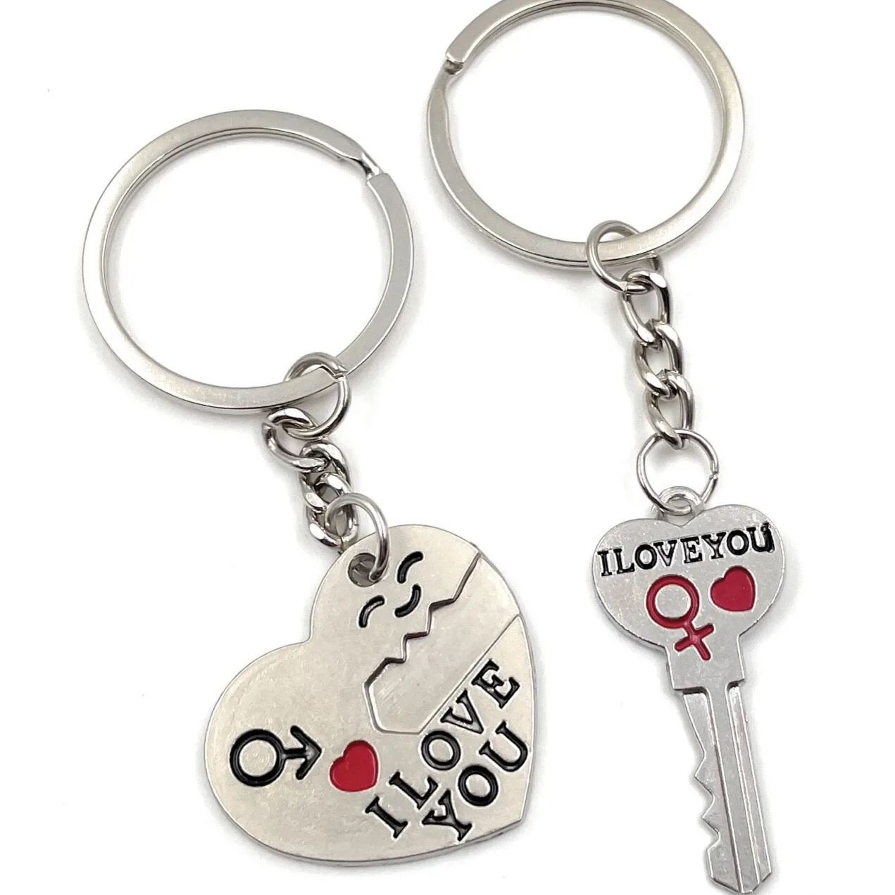 Love Key Matching Keychain Set  Heart & Couple Keychain – Romantic Metal Pendant Gift for Lovers