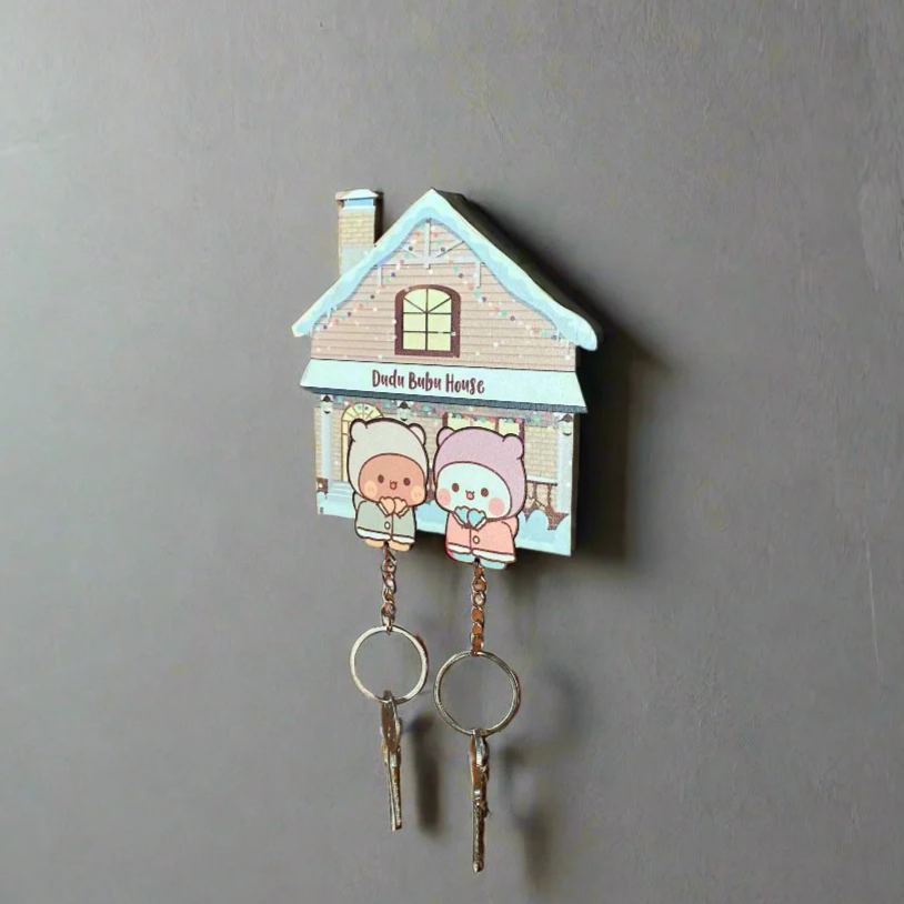 Custom Bear Couple Key Holder Personalized Puzzle-Style Key Holder Set Premium Wood Seasonal Decor