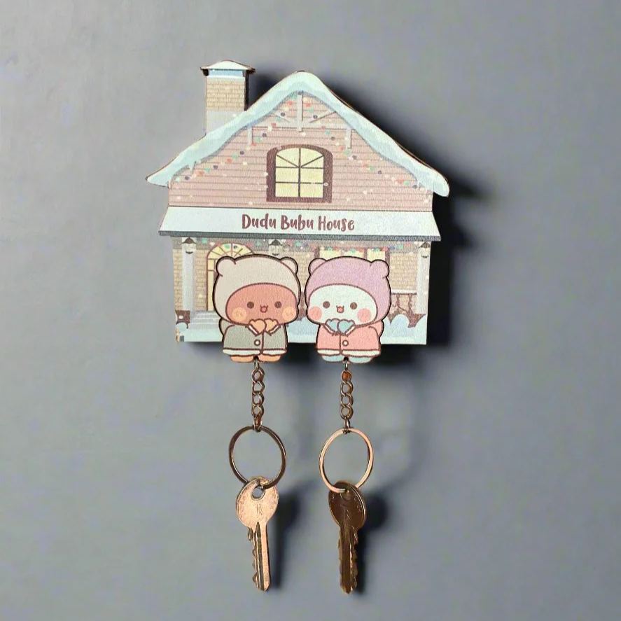 Custom Bear Couple Key Holder Personalized Puzzle-Style Key Holder Set Premium Wood Seasonal Decor