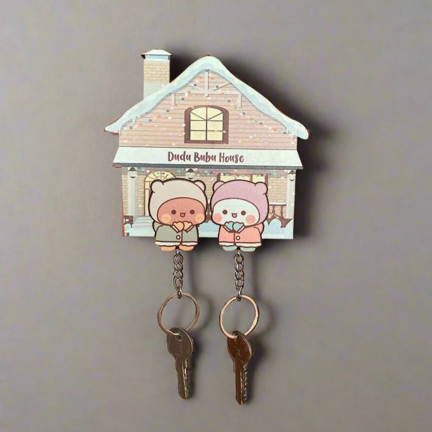 Custom Bear Couple Key Holder Personalized Puzzle-Style Key Holder Set Premium Wood Seasonal Decor