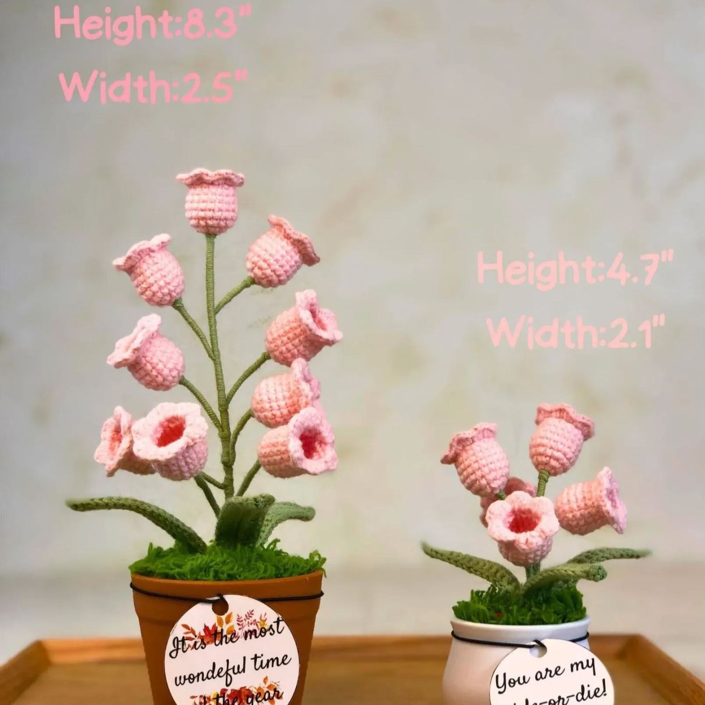 Customizable Card Handmade Lily of the Valley Night Light Personalized Potted Crochet Flower Lamp Handmade Crochet Flower Night Light