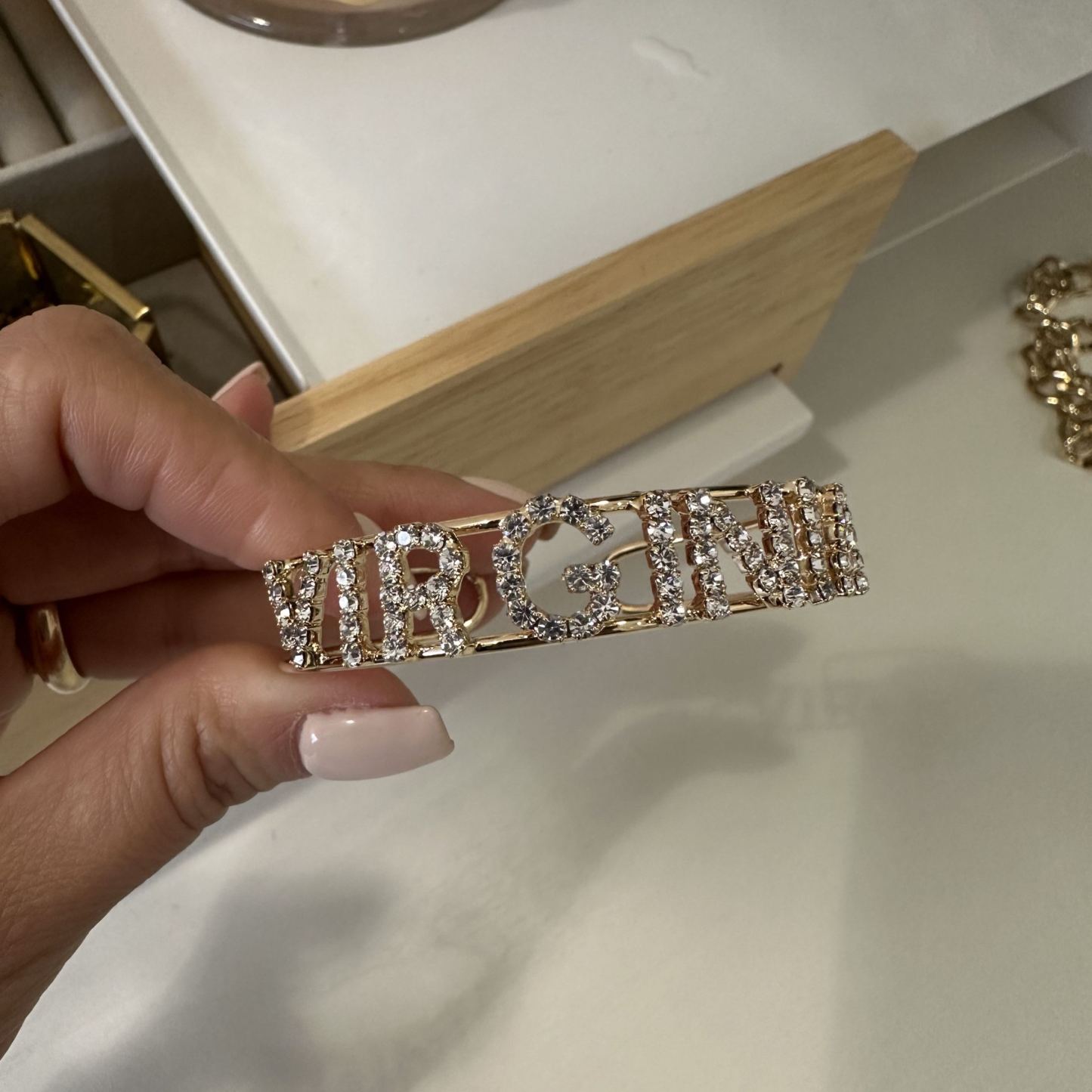 Custom Name Bracelet Custom Word Rhinestone Bangle Pave Rhinestone Bracelet Sparkling Clear Crystal Letter Bracelet