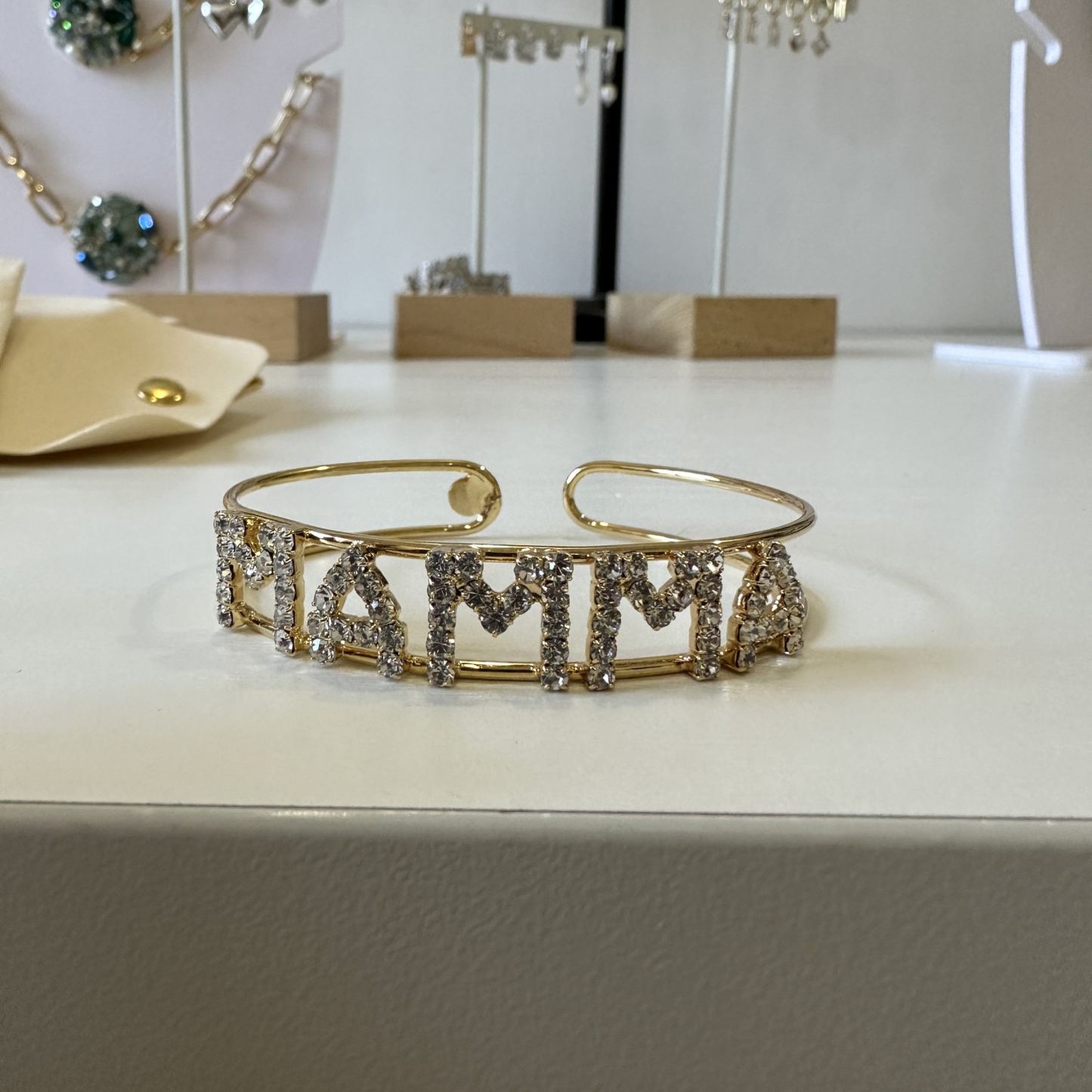 Custom Name Bracelet Custom Word Rhinestone Bangle Pave Rhinestone Bracelet Sparkling Clear Crystal Letter Bracelet