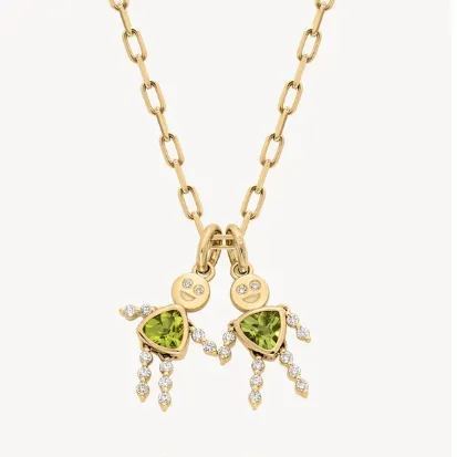 Personalized Little People Birthstone Necklace – Custom Kids Charms Pendant  Month Stone