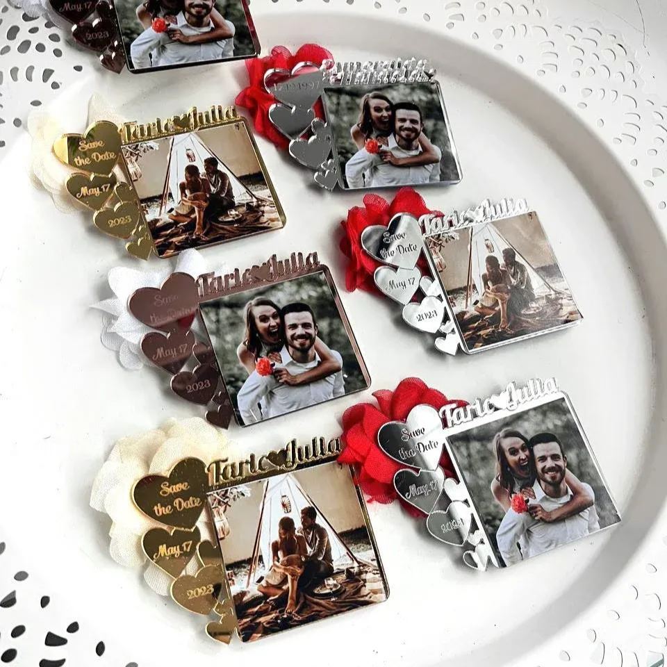 Custom Save The Date Photo Magnets Personalized Wedding Announcement Magnets Engagement Gift Photo Fridge Magnets